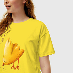 Футболка оверсайз женская Желтая птичка клюет зерна, цвет: желтый — фото 2