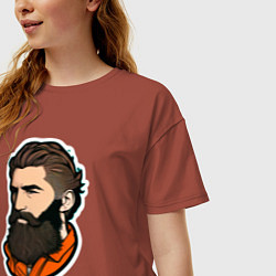 Футболка оверсайз женская Статный мужчина с бородой, цвет: кирпичный — фото 2