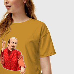 Футболка оверсайз женская Ленин в пижаме, цвет: горчичный — фото 2