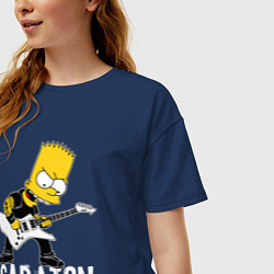 Футболка оверсайз женская Sabaton Барт Симпсон рокер, цвет: тёмно-синий — фото 2