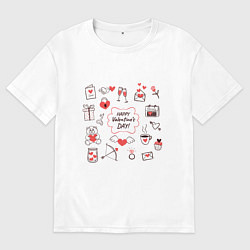 Футболка оверсайз женская Happy valentines day holiday, цвет: белый