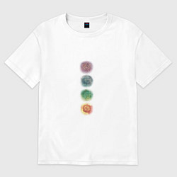Футболка оверсайз женская Мандалы на фоне космоса, цвет: белый