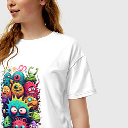Футболка оверсайз женская Веселая толпа монстриков, цвет: белый — фото 2