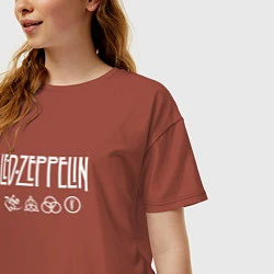 Футболка оверсайз женская Led Zeppelin символы, цвет: кирпичный — фото 2