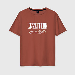 Футболка оверсайз женская Led Zeppelin символы, цвет: кирпичный