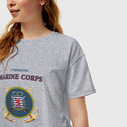 Футболка оверсайз женская Корпус морской пехоты княжества Люксембург, цвет: меланж — фото 2