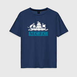 Футболка оверсайз женская Манчестер Сити корабль, цвет: тёмно-синий