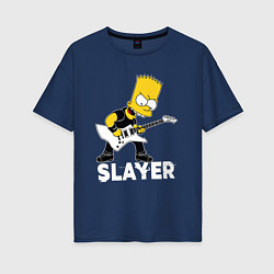 Футболка оверсайз женская Slayer Барт Симпсон рокер, цвет: тёмно-синий