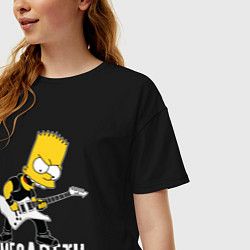 Футболка оверсайз женская Megadeth Барт Симпсон рокер, цвет: черный — фото 2