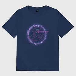 Футболка оверсайз женская Кристина дизайн луна, цвет: тёмно-синий