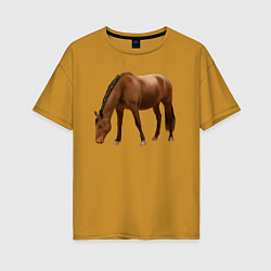 Футболка оверсайз женская Датская теплокровная лошадь, цвет: горчичный
