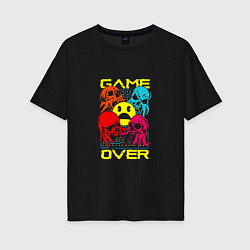 Футболка оверсайз женская Game over inscription, цвет: черный