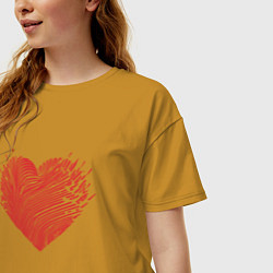 Футболка оверсайз женская Сердце из осколков, цвет: горчичный — фото 2