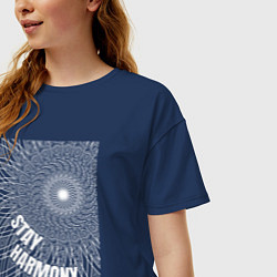 Футболка оверсайз женская Stay harmony мандала, цвет: тёмно-синий — фото 2