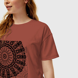 Футболка оверсайз женская Техно мандала, цвет: кирпичный — фото 2