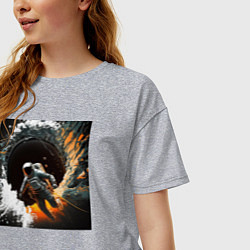 Футболка оверсайз женская Выход в открытый космос, цвет: меланж — фото 2