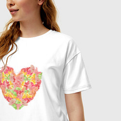 Футболка оверсайз женская Нежное сердце бабочки, цвет: белый — фото 2