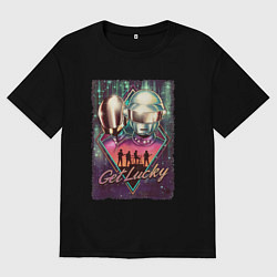 Футболка оверсайз женская Duft Punk get lucky, цвет: черный