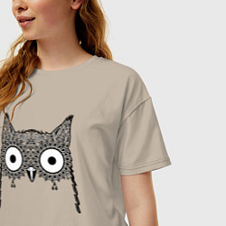 Футболка оверсайз женская Глазастая сова, цвет: миндальный — фото 2