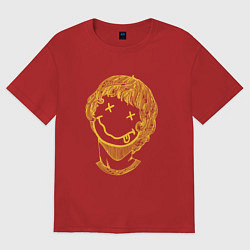 Футболка оверсайз женская Нирвана Курт Кобейн арт, цвет: красный