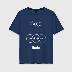 Футболка оверсайз женская JIMIN FACE Set Me Free, цвет: тёмно-синий