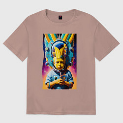 Футболка оверсайз женская Космонавт Барт Симпсон - фантазия, цвет: пыльно-розовый