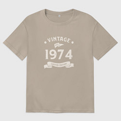 Футболка оверсайз женская Винтаж 1974 ограниченный выпуск, цвет: миндальный