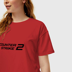 Футболка оверсайз женская Counter strike 2 лого черный, цвет: красный — фото 2