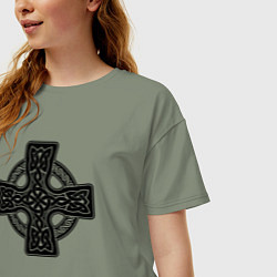 Футболка оверсайз женская Кельтский крест, цвет: авокадо — фото 2