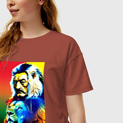 Футболка оверсайз женская Salvador Dali and lion, цвет: кирпичный — фото 2