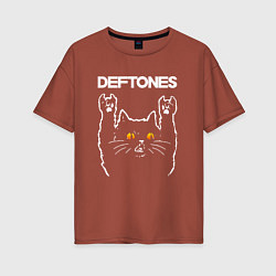 Футболка оверсайз женская Deftones rock cat, цвет: кирпичный