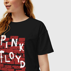 Футболка оверсайз женская Рок музыка pink floyd стена, цвет: черный — фото 2