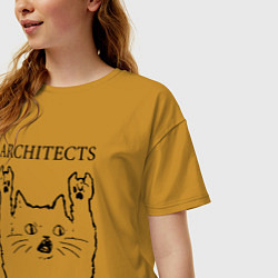Футболка оверсайз женская Architects - rock cat, цвет: горчичный — фото 2