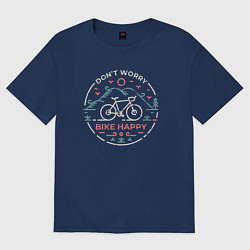 Футболка оверсайз женская Dont worry bike happy, цвет: тёмно-синий