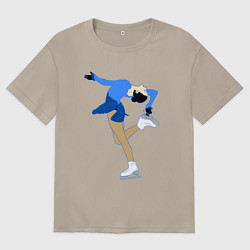 Футболка оверсайз женская Фигуристка на льду, цвет: миндальный