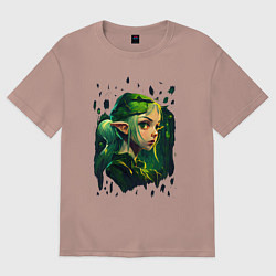 Футболка оверсайз женская Лесная эльфийка, цвет: пыльно-розовый