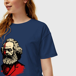 Футболка оверсайз женская Karl Marx - 3 цвета, цвет: тёмно-синий — фото 2