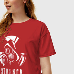Футболка оверсайз женская STALKER противогаз, цвет: красный — фото 2