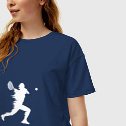 Футболка оверсайз женская Силуэт теннисистки, цвет: тёмно-синий — фото 2
