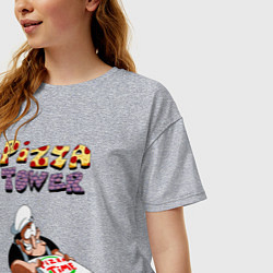 Футболка оверсайз женская Пеппино Спагетти из Pizza Tower, цвет: меланж — фото 2