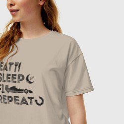 Футболка оверсайз женская Eat sleep F1, цвет: миндальный — фото 2