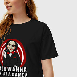 Футболка оверсайз женская You wanna play a game, цвет: черный — фото 2
