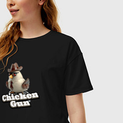 Футболка оверсайз женская Chicken Gun illustration, цвет: черный — фото 2