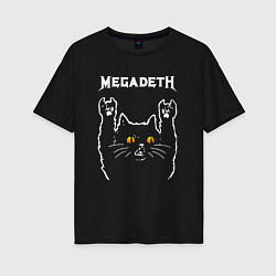 Футболка оверсайз женская Megadeth rock cat, цвет: черный