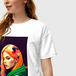 Футболка оверсайз женская Поп арт девушка в японском стиле, цвет: белый — фото 2