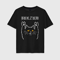 Футболка оверсайз женская Burzum rock cat, цвет: черный