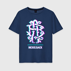 Футболка оверсайз женская Nickelback glitch rock, цвет: тёмно-синий