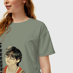 Футболка оверсайз женская Тэхен и Чонгук, цвет: авокадо — фото 2