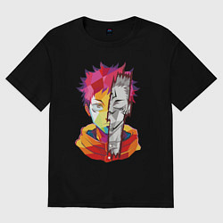 Футболка оверсайз женская Магическая битва Итадори Юдзи и Двуликий призрак, цвет: черный