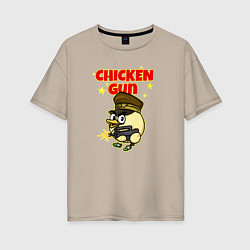 Футболка оверсайз женская Chicken Gun - игра, цвет: миндальный